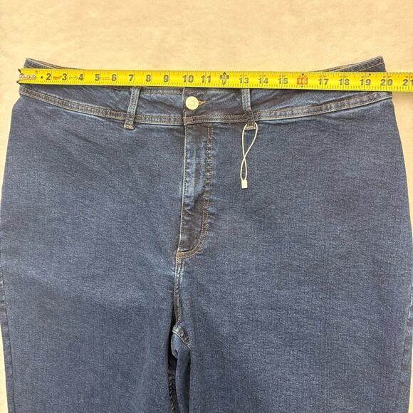 mango MNG Catherine Raw Hem High Waist Wide Leg Culotte Jeans Size 18 Dark Blue - Picture 12 of 15